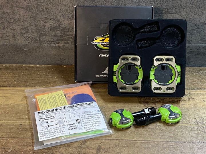 JR796 スピードプレイ SPEEDPLAY ZERO ビンディングペダル クロモリシャフト 黄緑