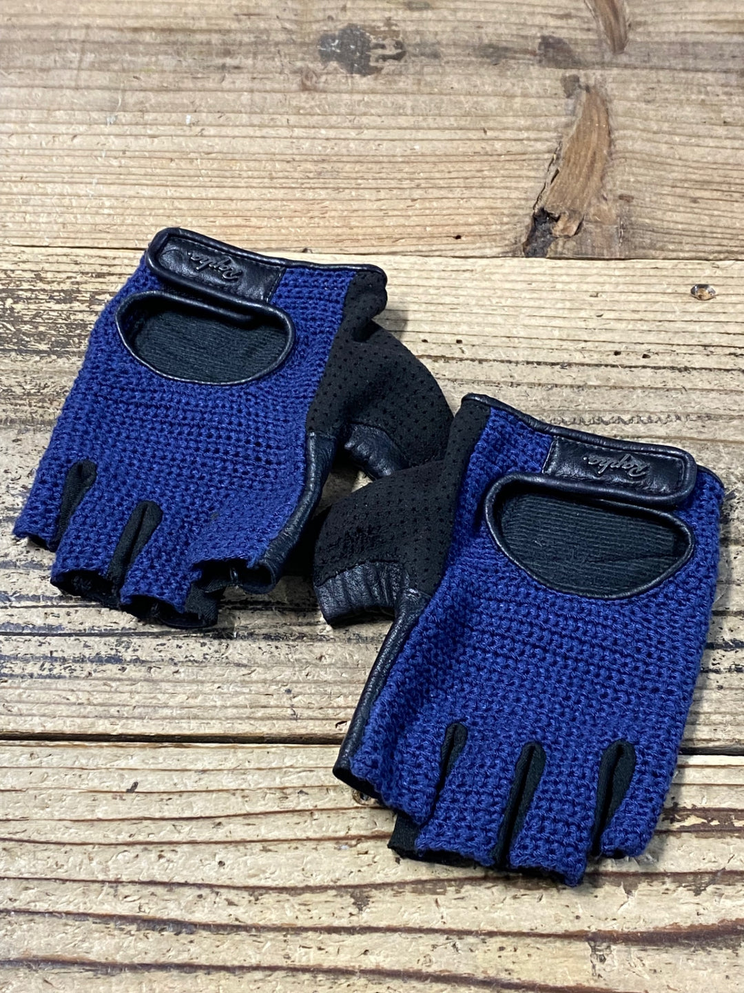 KB338 ラファ RAPHA レザー LEATHER 指切 グローブ L 紺