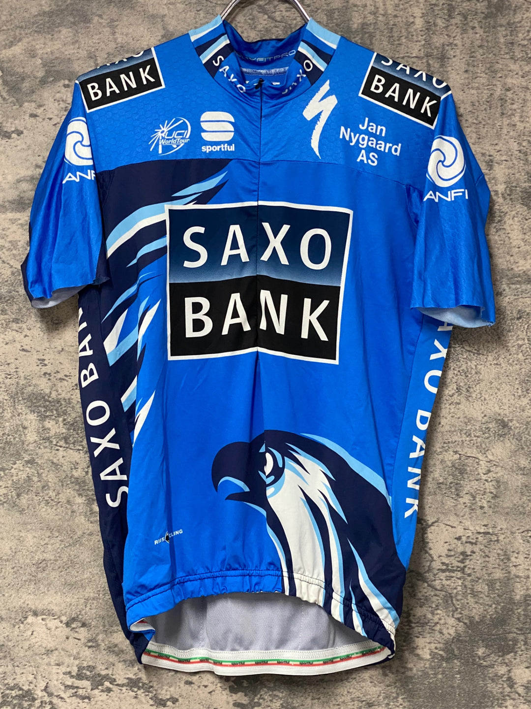 KJ814 スポーツフル sportful 半袖 サイクルジャージ 青 XLハーフジップ SAXO BANK