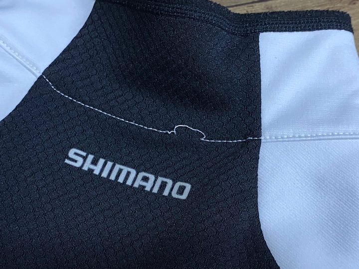 JP694 シマノ SHIMANO 長袖 サイクルジャケット 白 黒 M 裏起毛