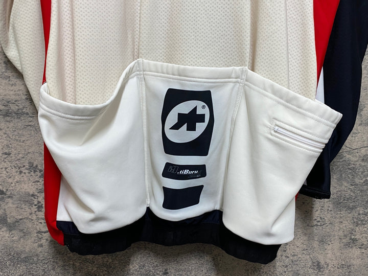 JN595 アソス assos iJ.tibru 長袖サイクルジャケット 白赤黒 TIR 裏起毛 ※黄ばみ