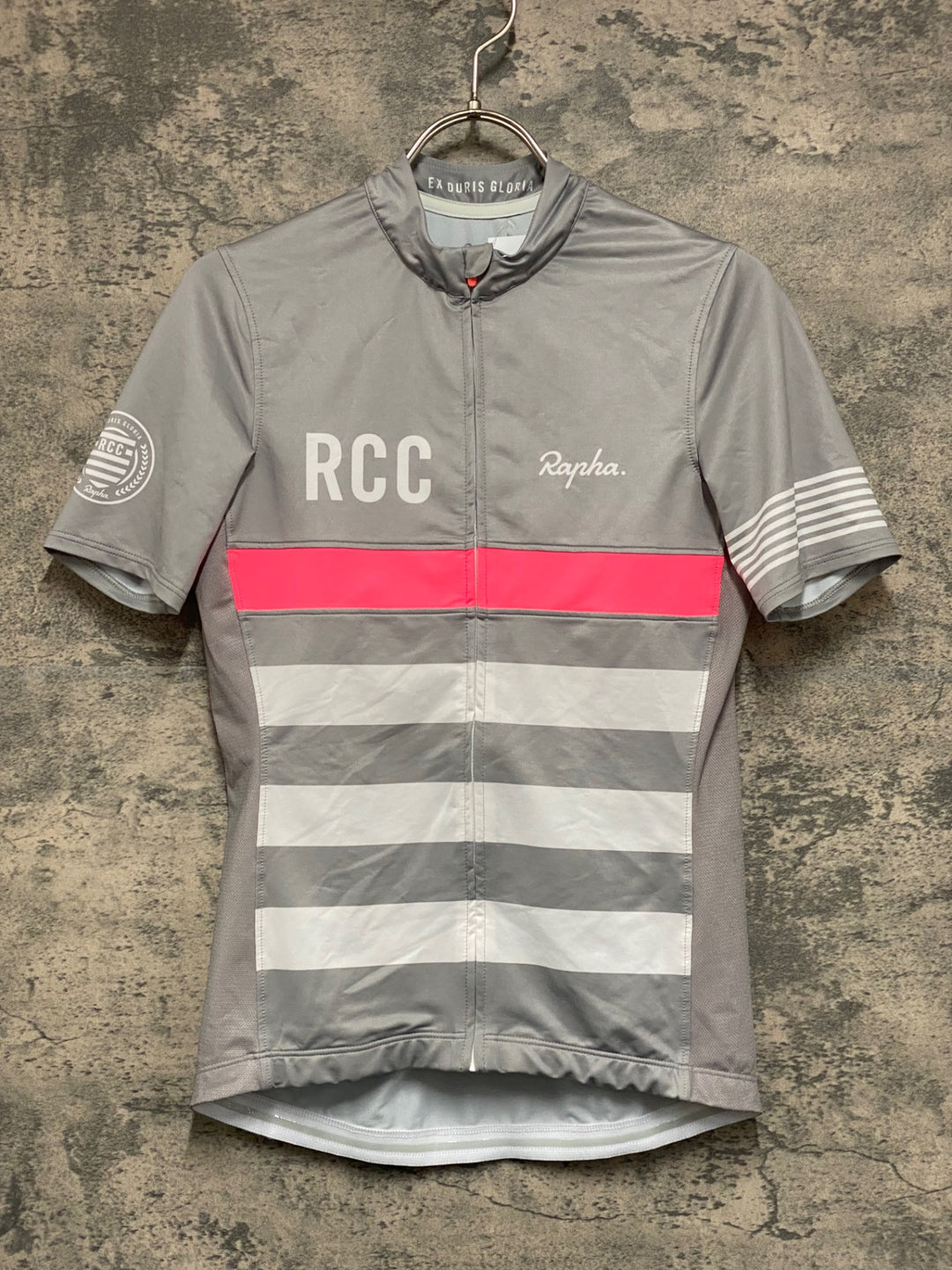 KF597 ラファ Rapha WOMEN'S RCC JERSEY 半袖 サイクルジャージ グレー M レディース ほつれ