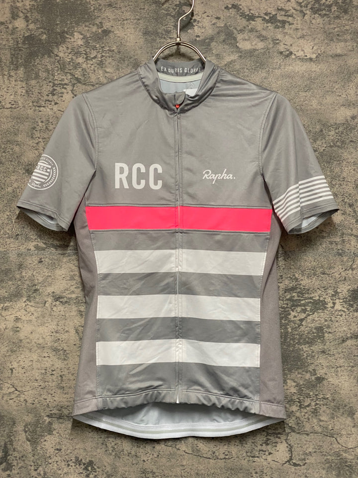KF597 ラファ Rapha WOMEN'S RCC JERSEY 半袖 サイクルジャージ グレー M レディース ほつれ