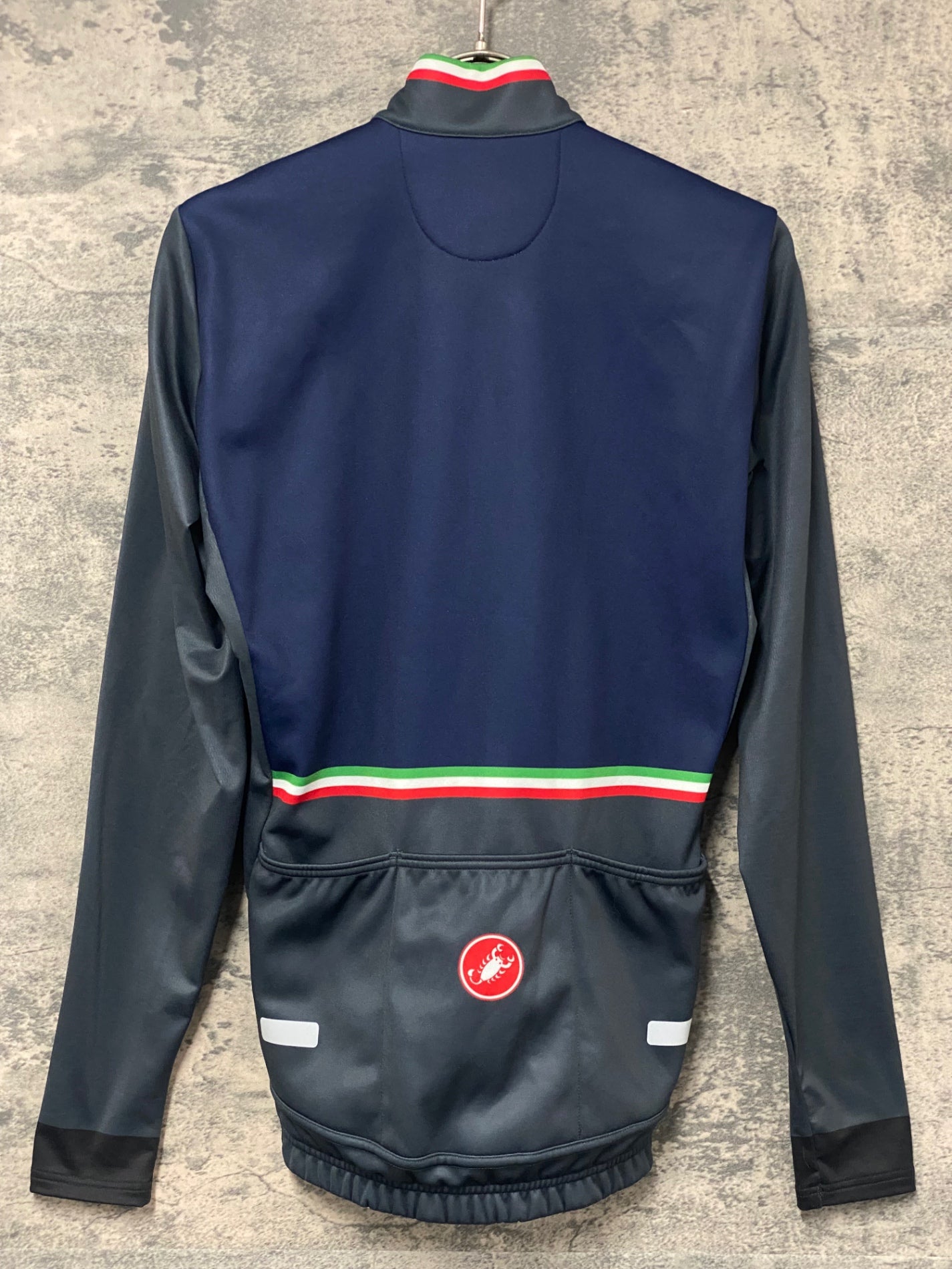 KK579 カステリ CASTELLI 長袖 サイクルジャージ 紺 S 裏起毛 ※動物の
