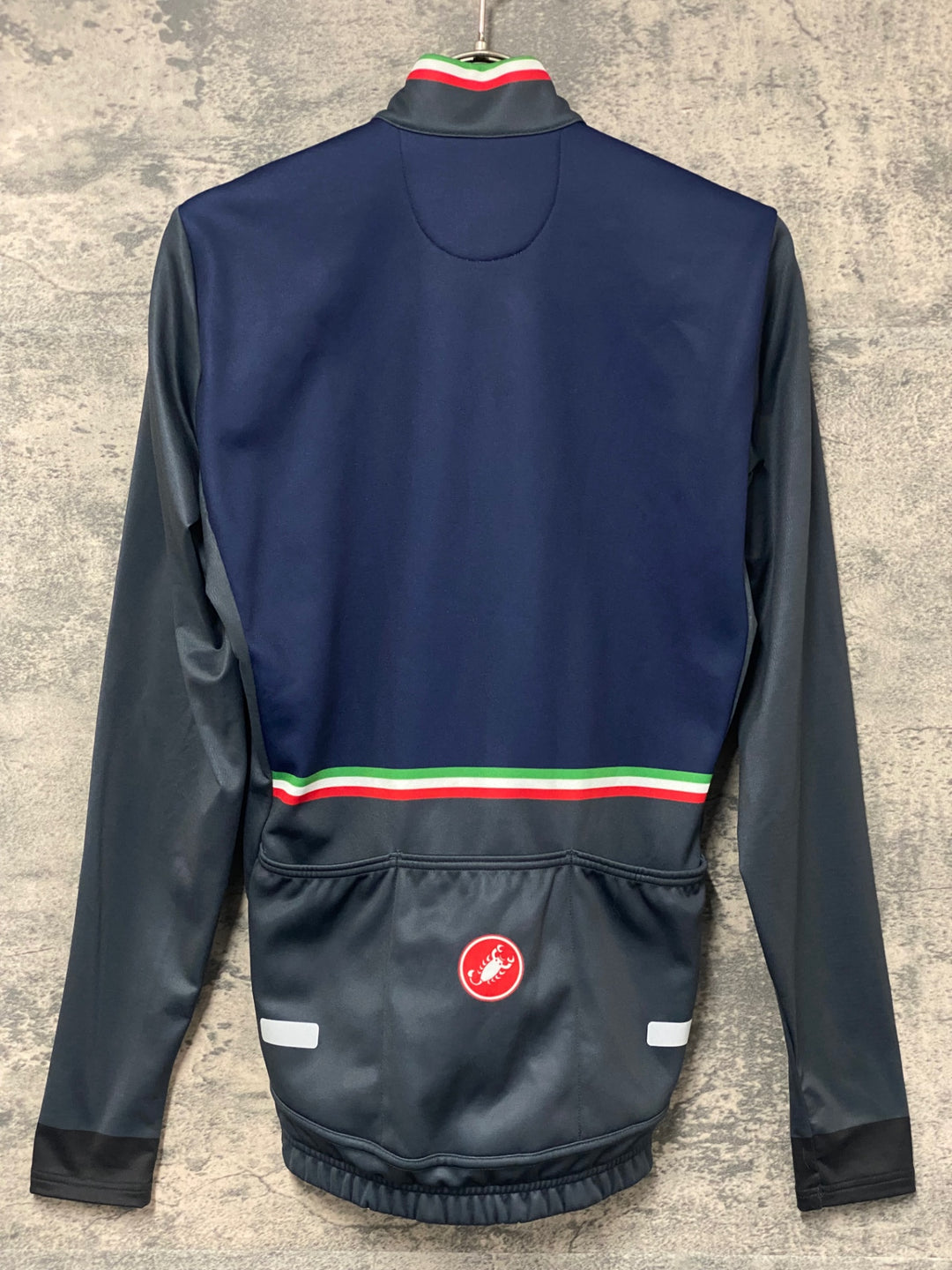 KK579 カステリ CASTELLI 長袖 サイクルジャージ 紺 S 裏起毛 ※動物の毛