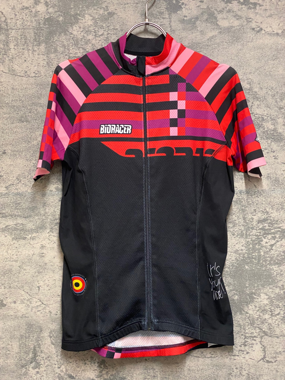 JS091 ビオレーサー BIORACER 半袖 サイクルジャージ 赤 黒 レディース 3/M