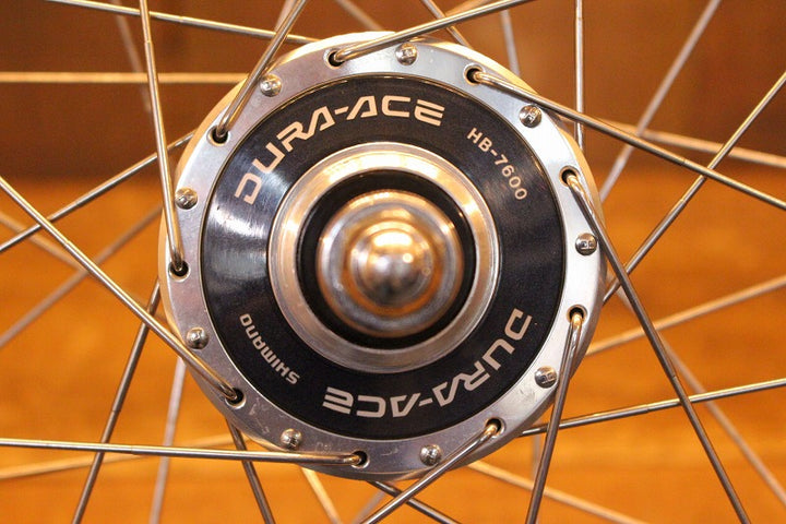 アラヤ ARAYA ゴールド GOLD リム NJS シマノ SHIMANO デュラエース DURA-ACE HB-7600 ハブ チューブラー 手組 ホイールセット 【芦屋店】